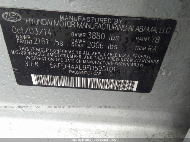 Photo 8 VIN: 5NPDH4AE9FH595101 - HYUNDAI ELANTRA 