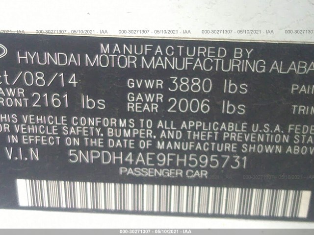 Photo 8 VIN: 5NPDH4AE9FH595731 - HYUNDAI ELANTRA 