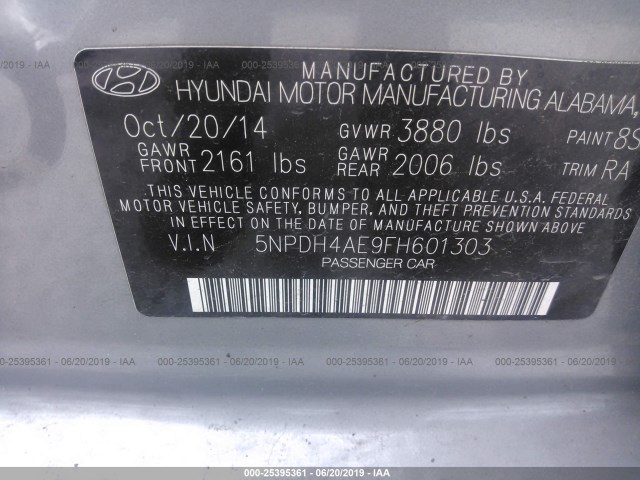 Photo 8 VIN: 5NPDH4AE9FH601303 - HYUNDAI ELANTRA 