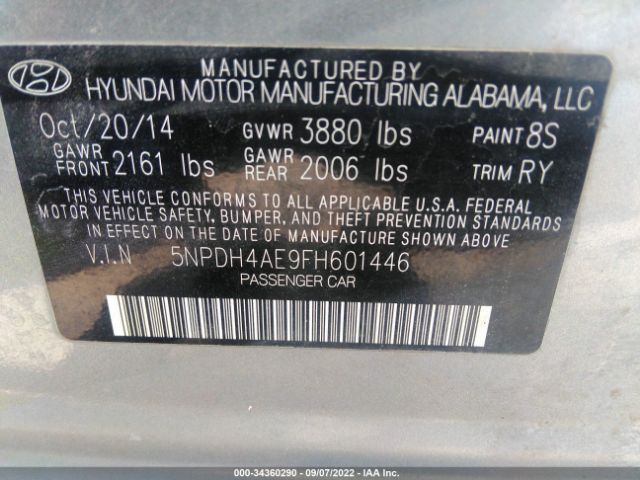 Photo 8 VIN: 5NPDH4AE9FH601446 - HYUNDAI ELANTRA 