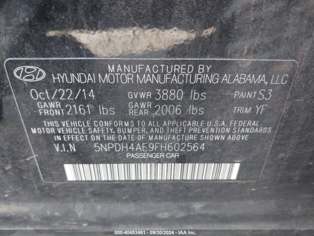 Photo 8 VIN: 5NPDH4AE9FH602564 - HYUNDAI ELANTRA 