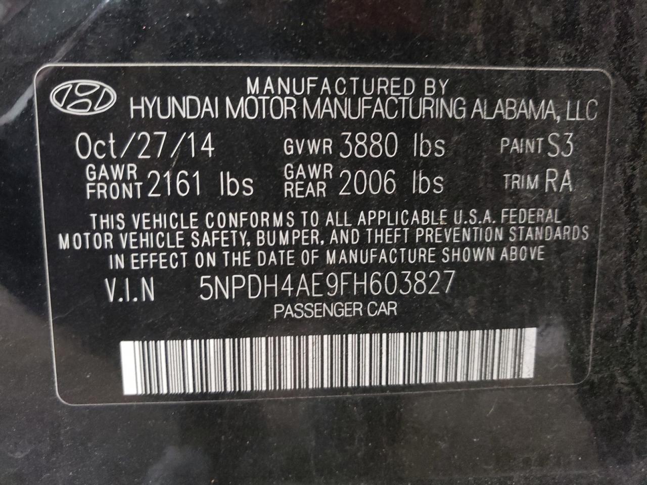 Photo 11 VIN: 5NPDH4AE9FH603827 - HYUNDAI ELANTRA 