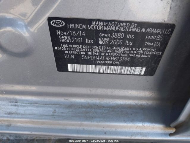 Photo 8 VIN: 5NPDH4AE9FH613144 - HYUNDAI ELANTRA 