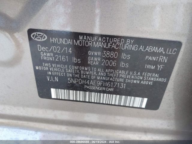 Photo 8 VIN: 5NPDH4AE9FH617131 - HYUNDAI ELANTRA 