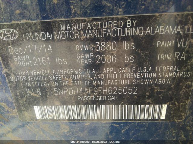 Photo 8 VIN: 5NPDH4AE9FH625052 - HYUNDAI ELANTRA 