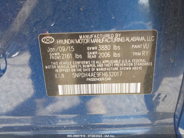 Photo 8 VIN: 5NPDH4AE9FH632017 - HYUNDAI ELANTRA 