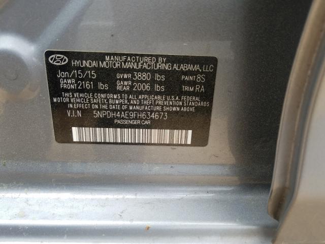 Photo 9 VIN: 5NPDH4AE9FH634673 - HYUNDAI ELANTRA SE 