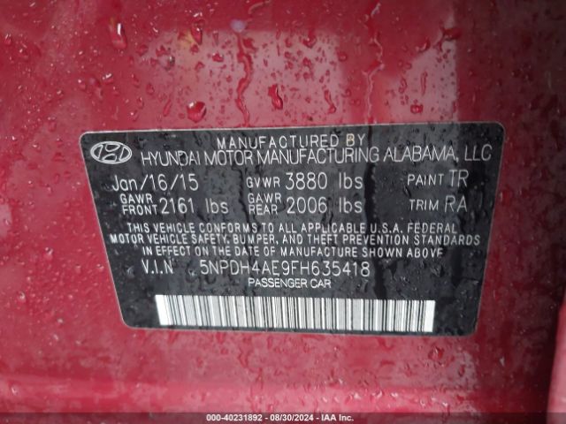 Photo 8 VIN: 5NPDH4AE9FH635418 - HYUNDAI ELANTRA 