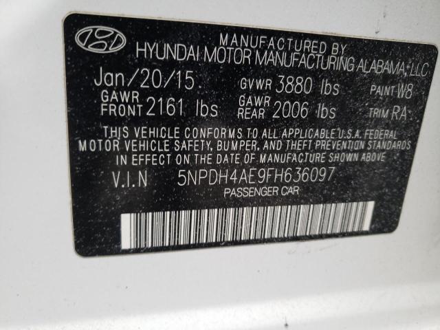 Photo 9 VIN: 5NPDH4AE9FH636097 - HYUNDAI ELANTRA SE 