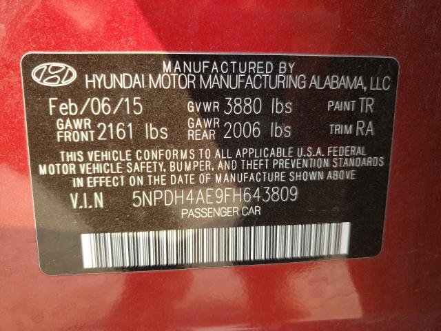 Photo 9 VIN: 5NPDH4AE9FH643809 - HYUNDAI ELANTRA 