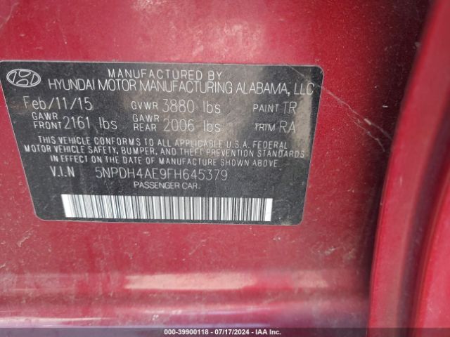 Photo 8 VIN: 5NPDH4AE9FH645379 - HYUNDAI ELANTRA 