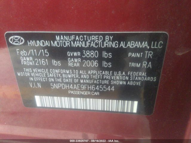 Photo 8 VIN: 5NPDH4AE9FH645544 - HYUNDAI ELANTRA 