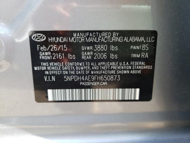 Photo 9 VIN: 5NPDH4AE9FH650873 - HYUNDAI ELANTRA SE 