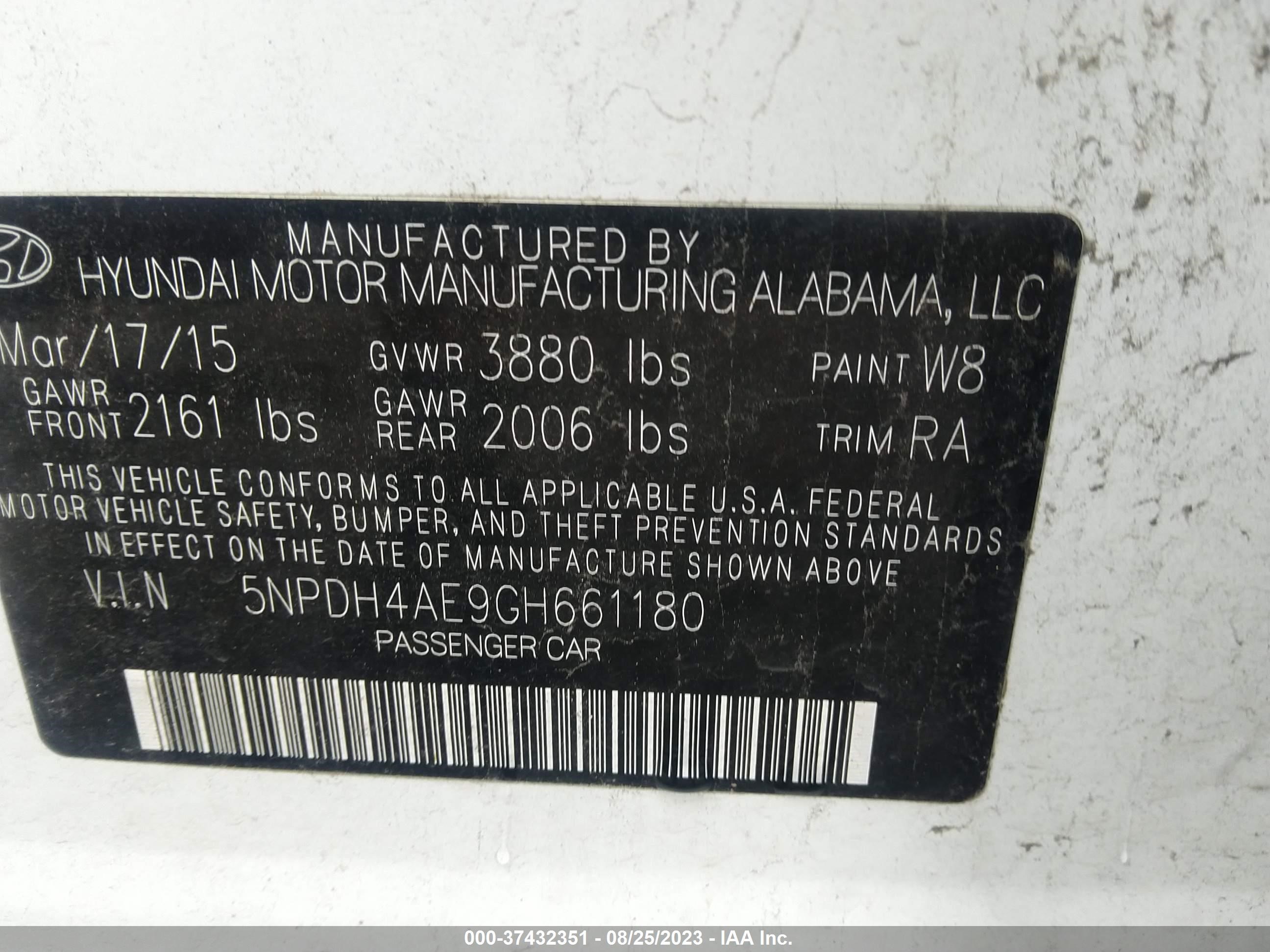 Photo 8 VIN: 5NPDH4AE9GH661180 - HYUNDAI ELANTRA 