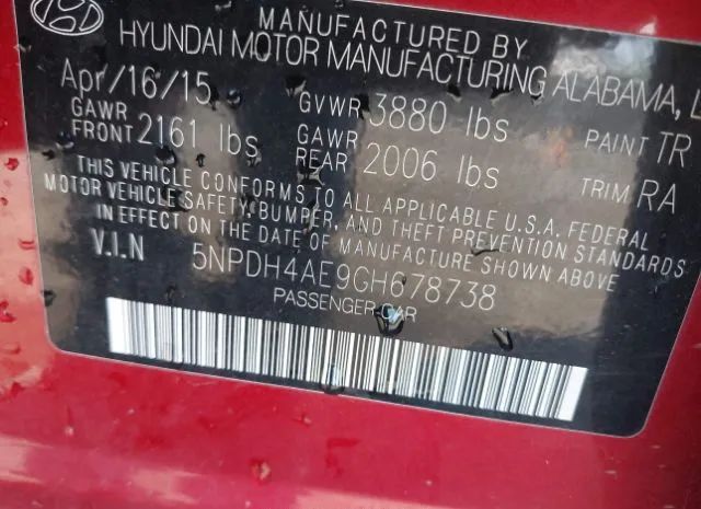 Photo 8 VIN: 5NPDH4AE9GH678738 - HYUNDAI ELANTRA 