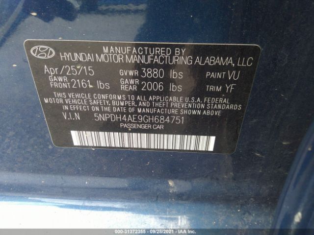 Photo 8 VIN: 5NPDH4AE9GH684751 - HYUNDAI ELANTRA 