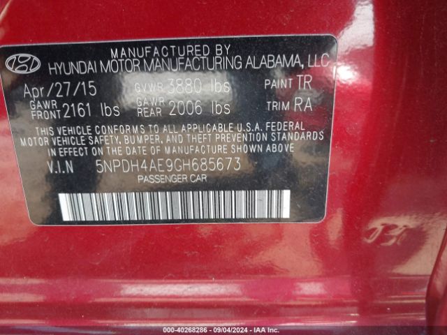 Photo 8 VIN: 5NPDH4AE9GH685673 - HYUNDAI ELANTRA 