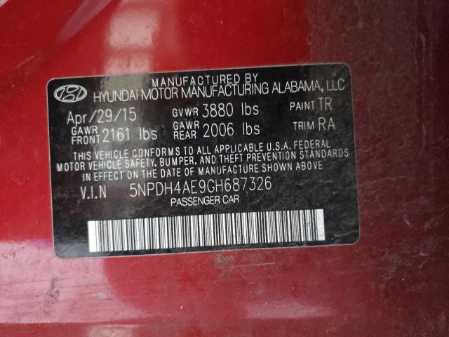 Photo 9 VIN: 5NPDH4AE9GH687326 - HYUNDAI ELANTRA 