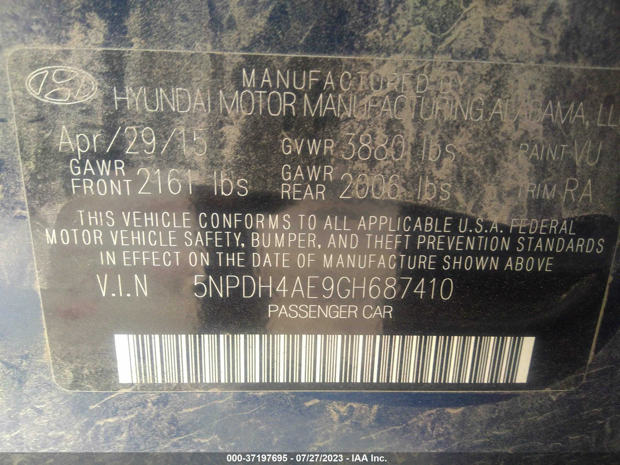 Photo 8 VIN: 5NPDH4AE9GH687410 - HYUNDAI ELANTRA 