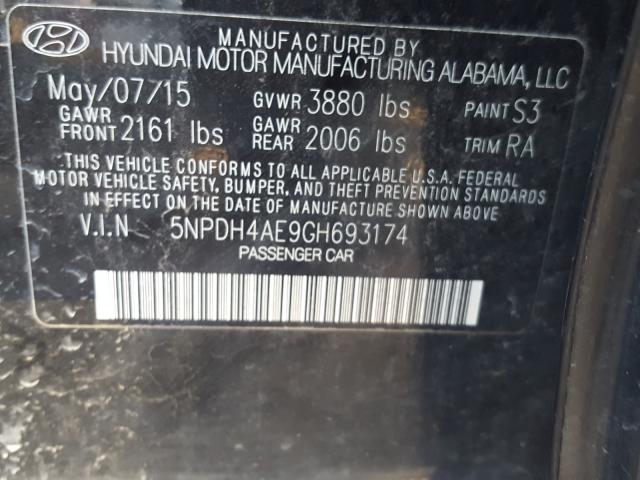 Photo 9 VIN: 5NPDH4AE9GH693174 - HYUNDAI ELANTRA SE 