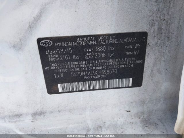 Photo 8 VIN: 5NPDH4AE9GH698570 - HYUNDAI ELANTRA 