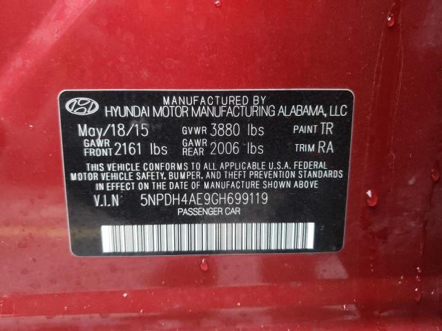 Photo 9 VIN: 5NPDH4AE9GH699119 - HYUNDAI ELANTRA SE 