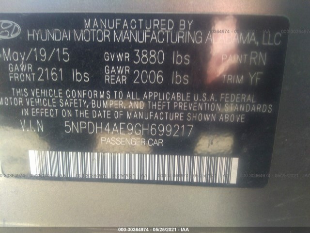 Photo 8 VIN: 5NPDH4AE9GH699217 - HYUNDAI ELANTRA 