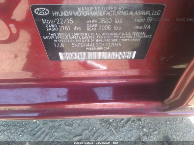 Photo 8 VIN: 5NPDH4AE9GH702049 - HYUNDAI ELANTRA 