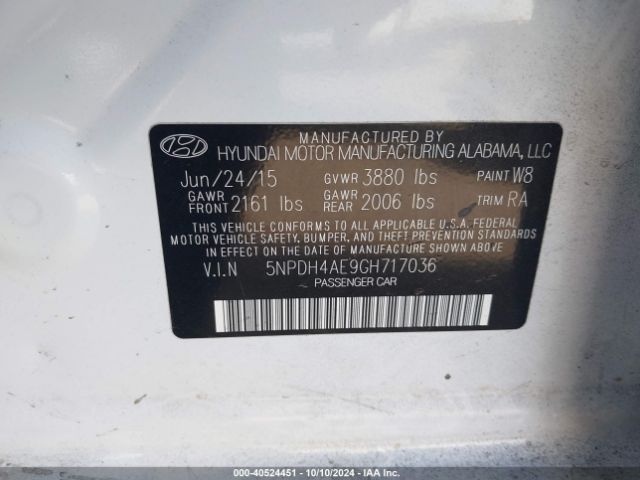 Photo 8 VIN: 5NPDH4AE9GH717036 - HYUNDAI ELANTRA 