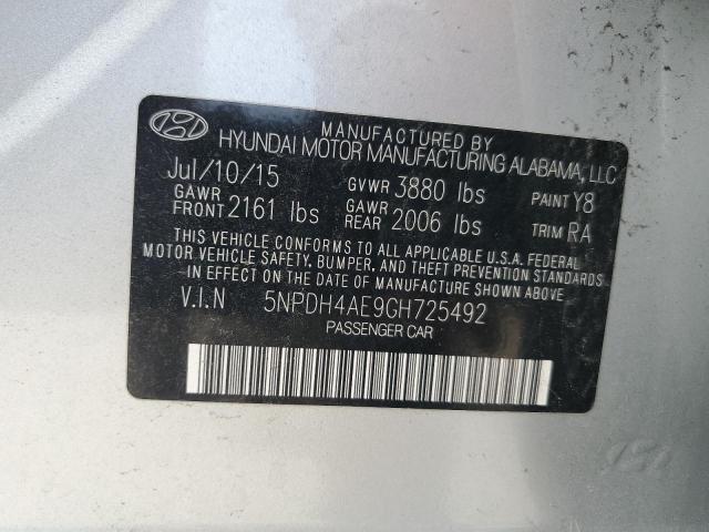 Photo 11 VIN: 5NPDH4AE9GH725492 - HYUNDAI ELANTRA SE 