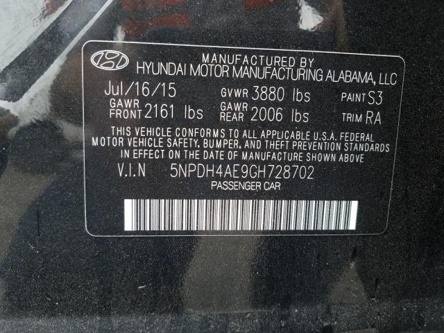 Photo 9 VIN: 5NPDH4AE9GH728702 - HYUNDAI ELANTRA SE 