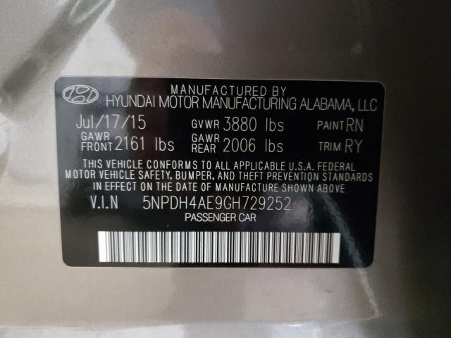 Photo 9 VIN: 5NPDH4AE9GH729252 - HYUNDAI ELANTRA SE 