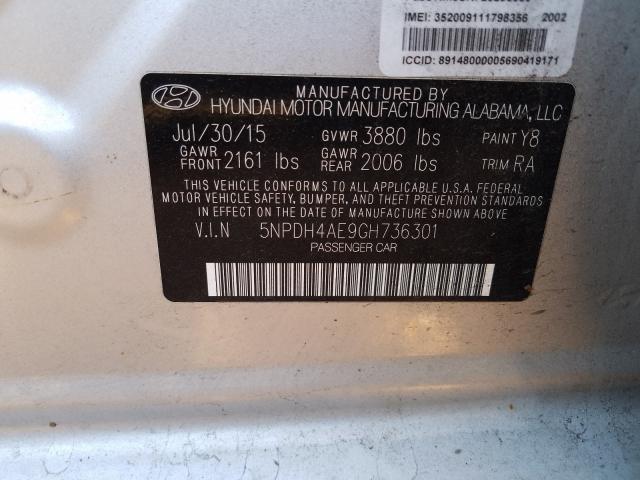 Photo 9 VIN: 5NPDH4AE9GH736301 - HYUNDAI ELANTRA SE 