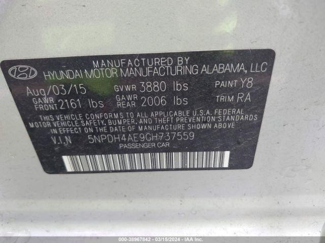 Photo 8 VIN: 5NPDH4AE9GH737559 - HYUNDAI ELANTRA 