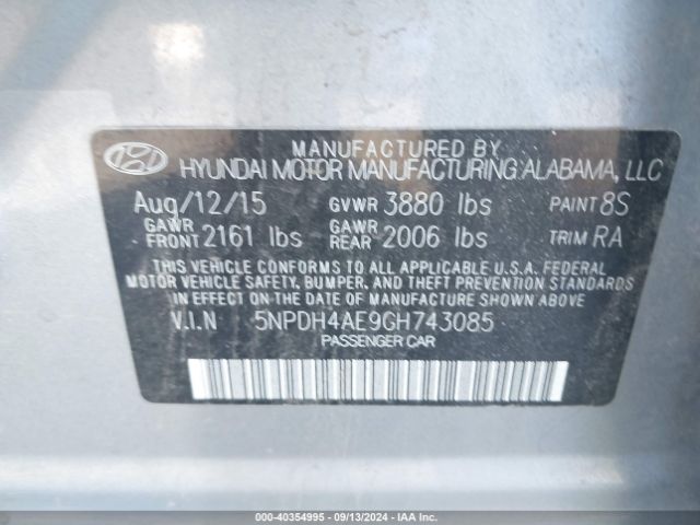 Photo 8 VIN: 5NPDH4AE9GH743085 - HYUNDAI ELANTRA 