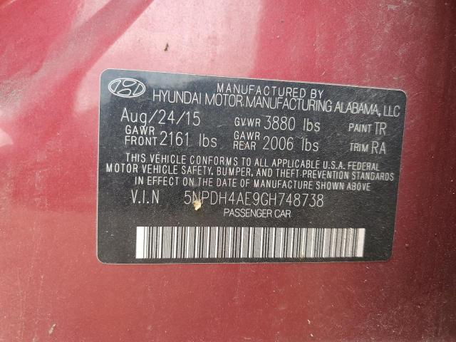 Photo 11 VIN: 5NPDH4AE9GH748738 - HYUNDAI ELANTRA SE 