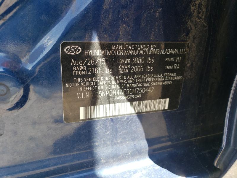 Photo 9 VIN: 5NPDH4AE9GH750442 - HYUNDAI ELANTRA SE 