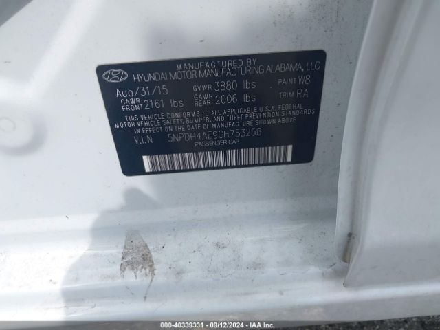 Photo 8 VIN: 5NPDH4AE9GH753258 - HYUNDAI ELANTRA 