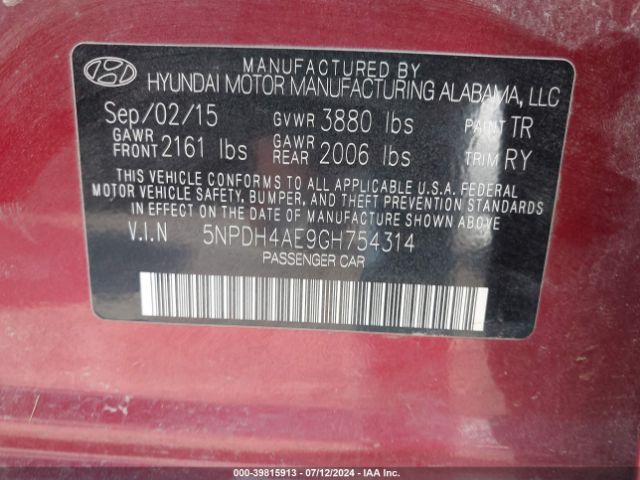 Photo 8 VIN: 5NPDH4AE9GH754314 - HYUNDAI ELANTRA 