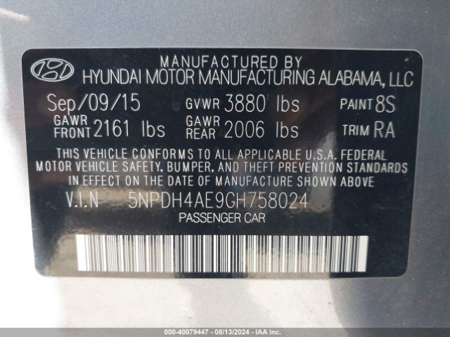 Photo 8 VIN: 5NPDH4AE9GH758024 - HYUNDAI ELANTRA 