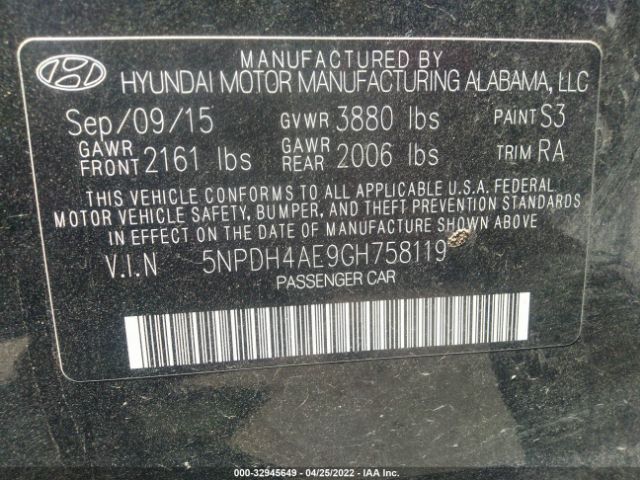 Photo 8 VIN: 5NPDH4AE9GH758119 - HYUNDAI ELANTRA 