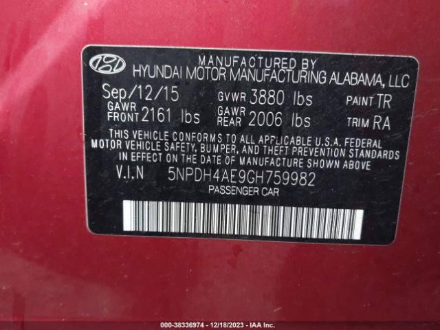 Photo 8 VIN: 5NPDH4AE9GH759982 - HYUNDAI ELANTRA 