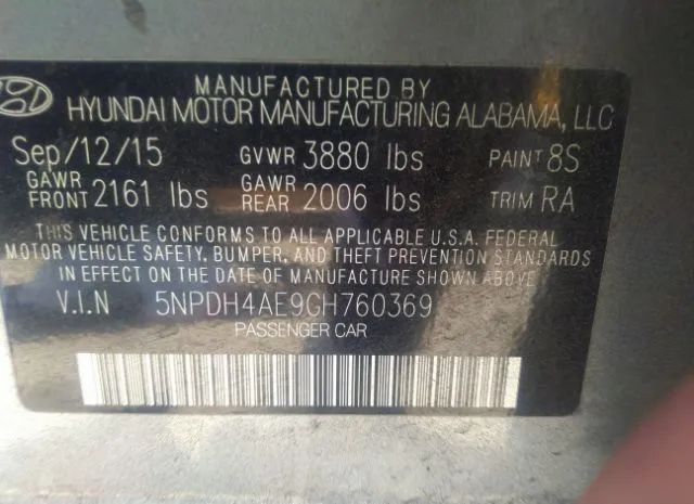 Photo 8 VIN: 5NPDH4AE9GH760369 - HYUNDAI ELANTRA 