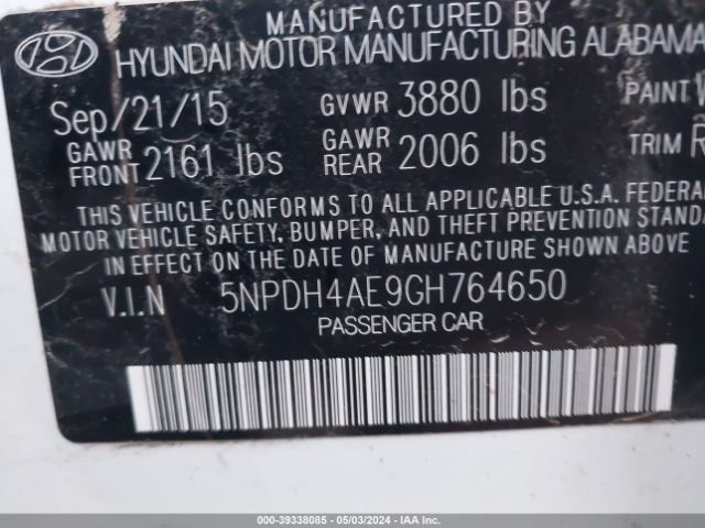 Photo 8 VIN: 5NPDH4AE9GH764650 - HYUNDAI ELANTRA 