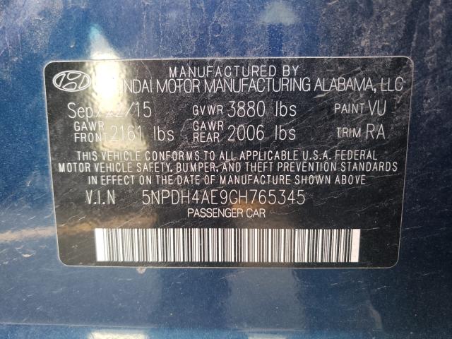 Photo 9 VIN: 5NPDH4AE9GH765345 - HYUNDAI ELANTRA SE 