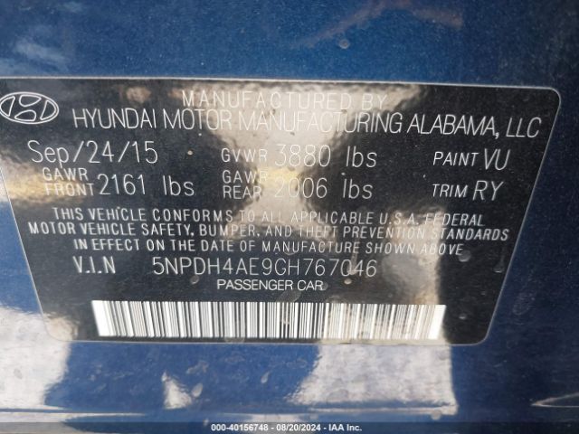 Photo 8 VIN: 5NPDH4AE9GH767046 - HYUNDAI ELANTRA 