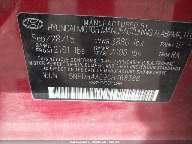 Photo 8 VIN: 5NPDH4AE9GH768388 - HYUNDAI ELANTRA 