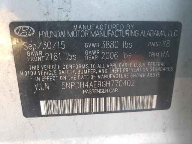 Photo 9 VIN: 5NPDH4AE9GH770402 - HYUNDAI ELANTRA SE 