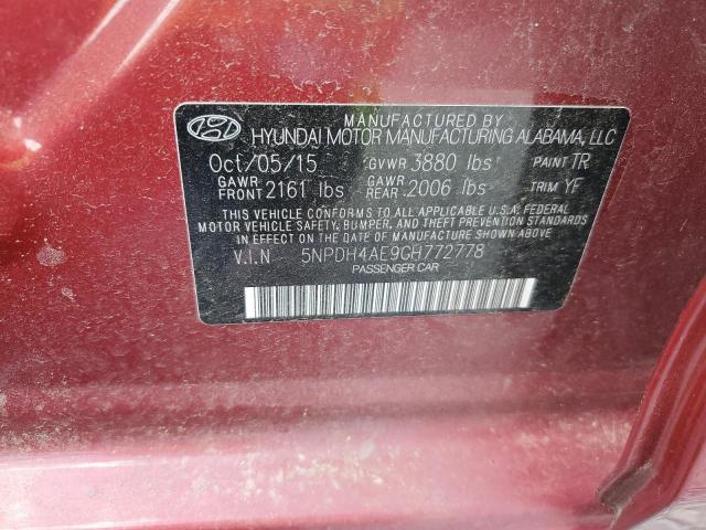 Photo 11 VIN: 5NPDH4AE9GH772778 - HYUNDAI ELANTRA SE 