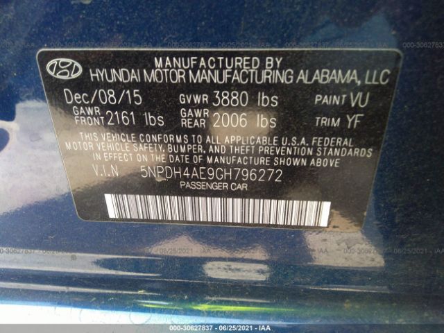 Photo 8 VIN: 5NPDH4AE9GH796272 - HYUNDAI ELANTRA 